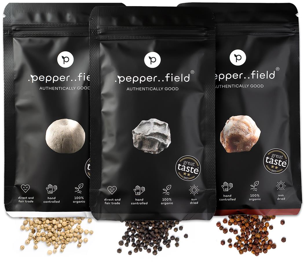 .pepper..field Kampotské korenie čierne, červené a biele (3× 50 g)