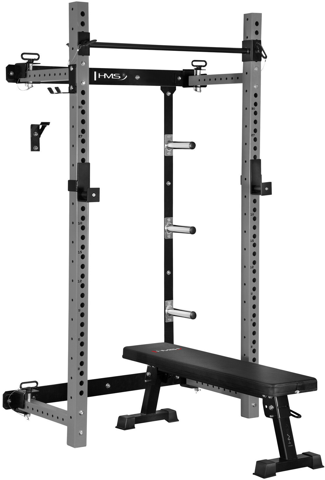 HMS Multifunkční skládací posilovací stojan - Power Rack KLT34, šedý