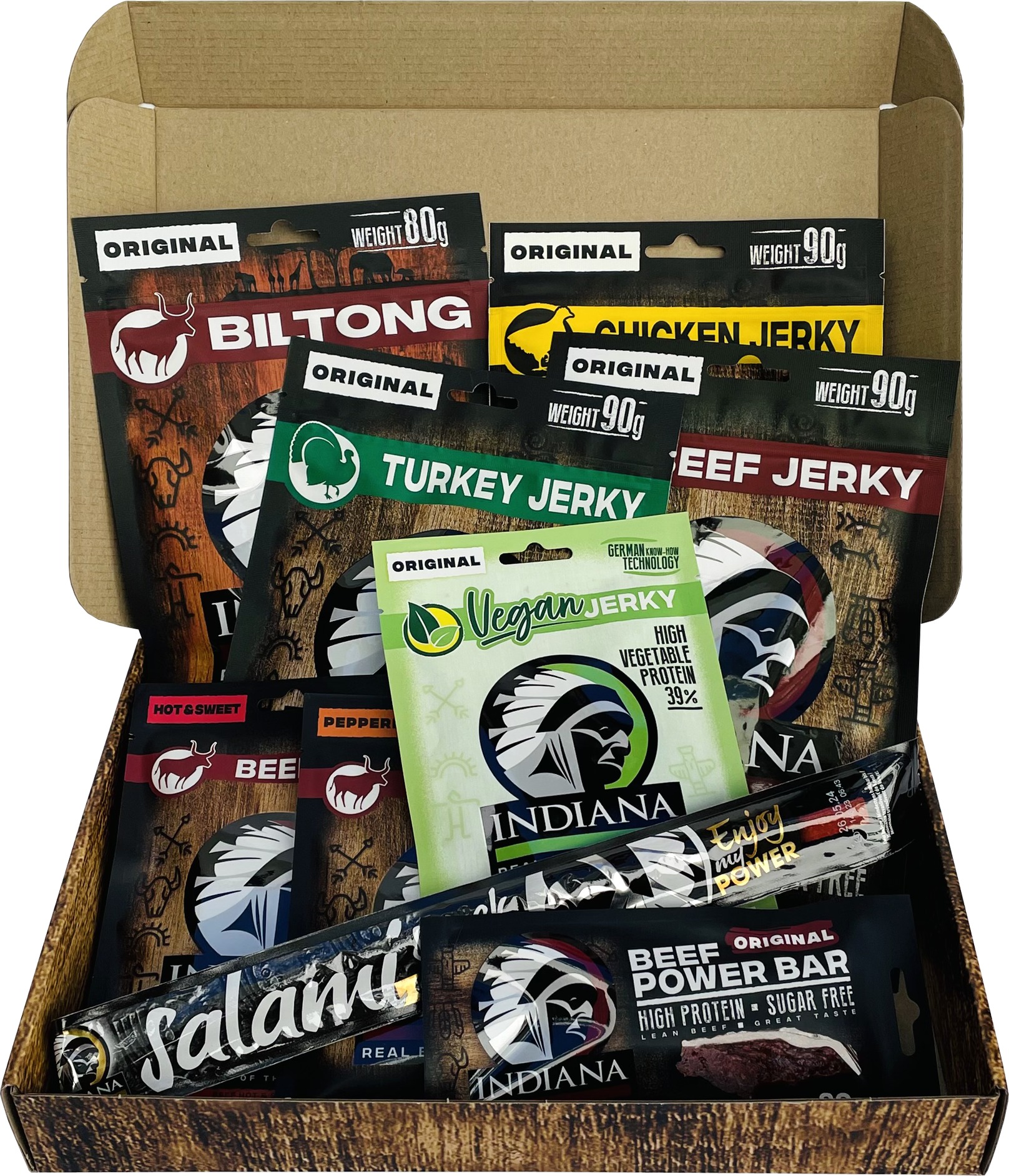 INDIANA Jerky darčeková kazeta 463 g – 9 ks