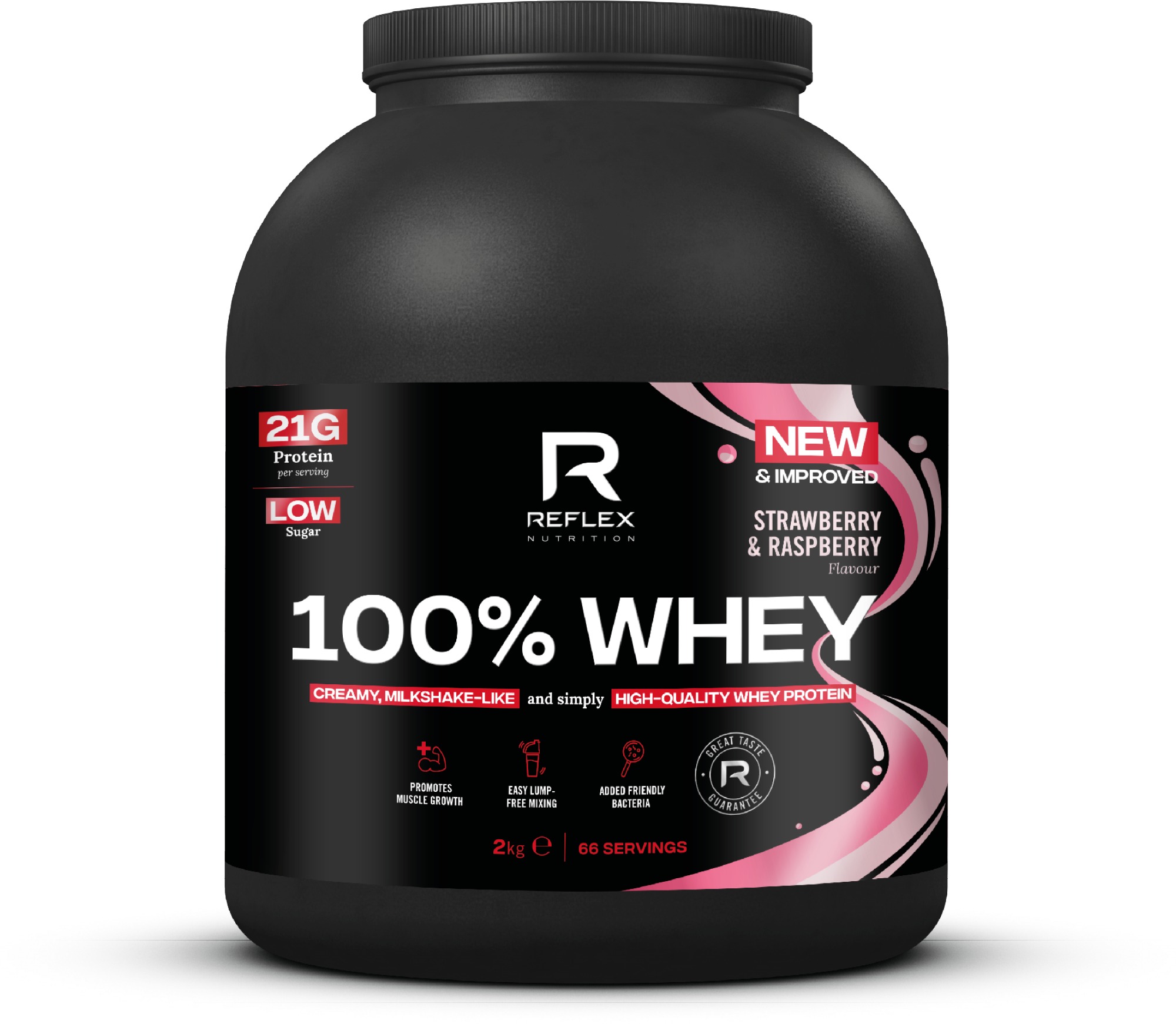 Reflex 100 % Whey Protein 2000 g, jahoda a malina