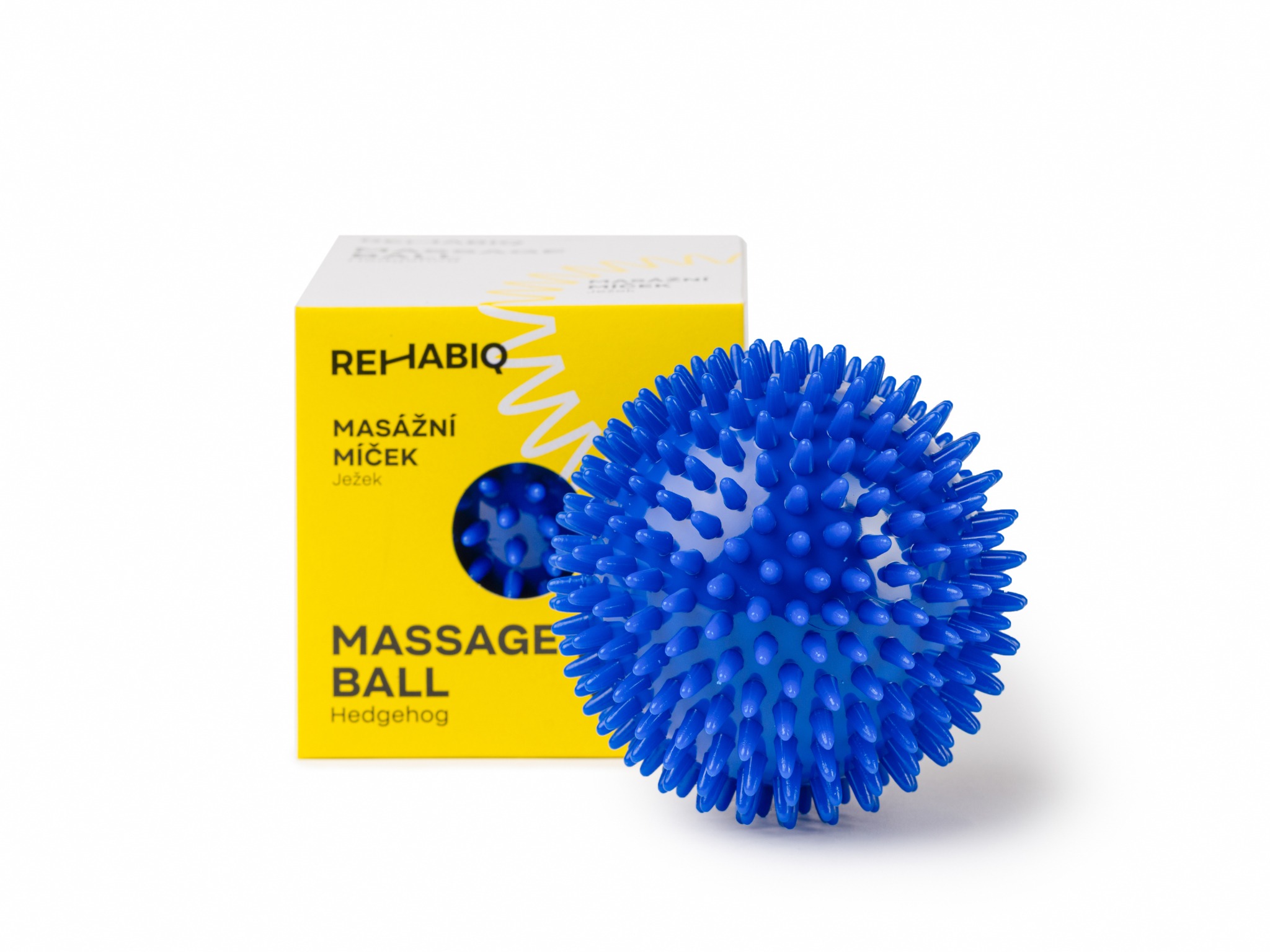Rehabiq Masážna loptička ježko modrý, 10 cm