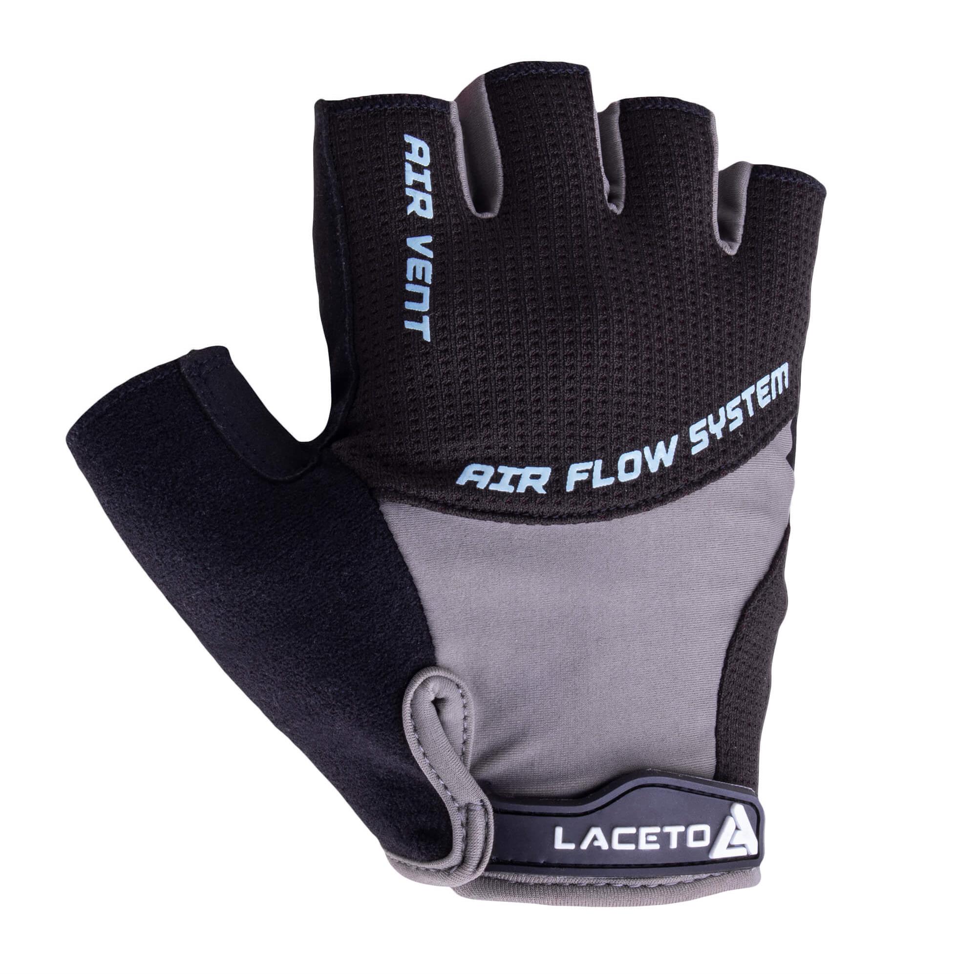 LACETO Cyklistické rukavice TEMPO Black-Grey XXL