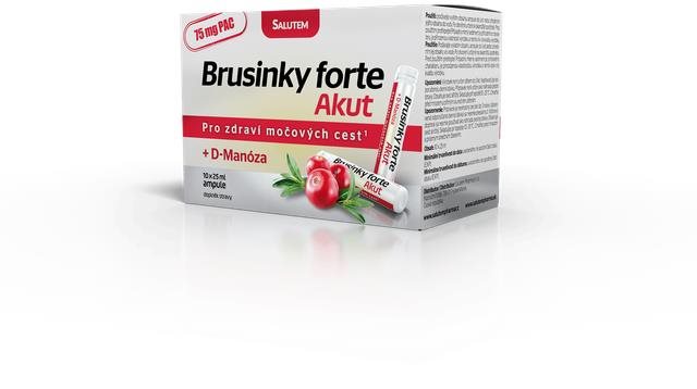 Salutem Brusnice Forte Akut 1500 mg + D-Manosa 2000 mg 10 ampuliek, lesné plody