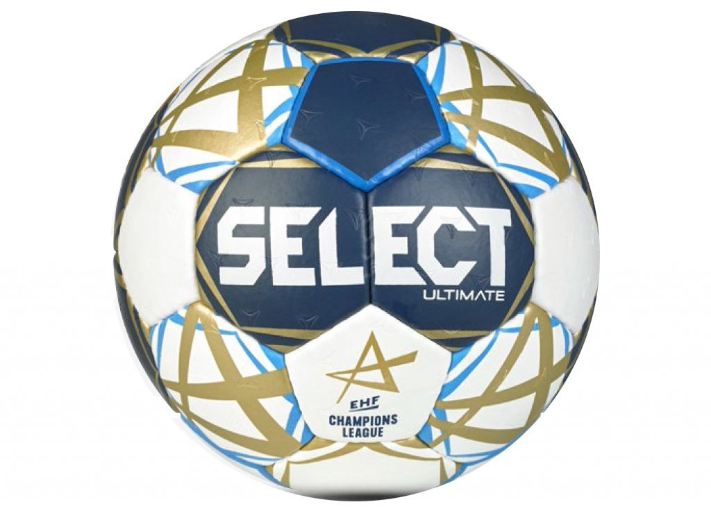 Select HB Ultimate EHF Champions League 25/26 bielo-zlatá veľ. 2