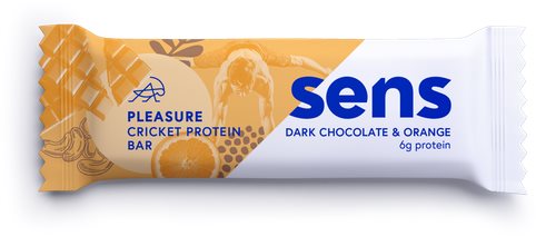 SENS Pleasure Protein tyčinka so svrčkovou múkou, 40 g, tmavá čokoláda & pomaranč