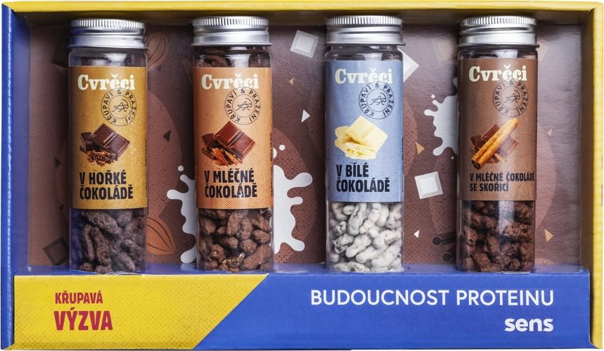 SENS Cvrčky v čokoláde – Darčeková súprava 4 chutí