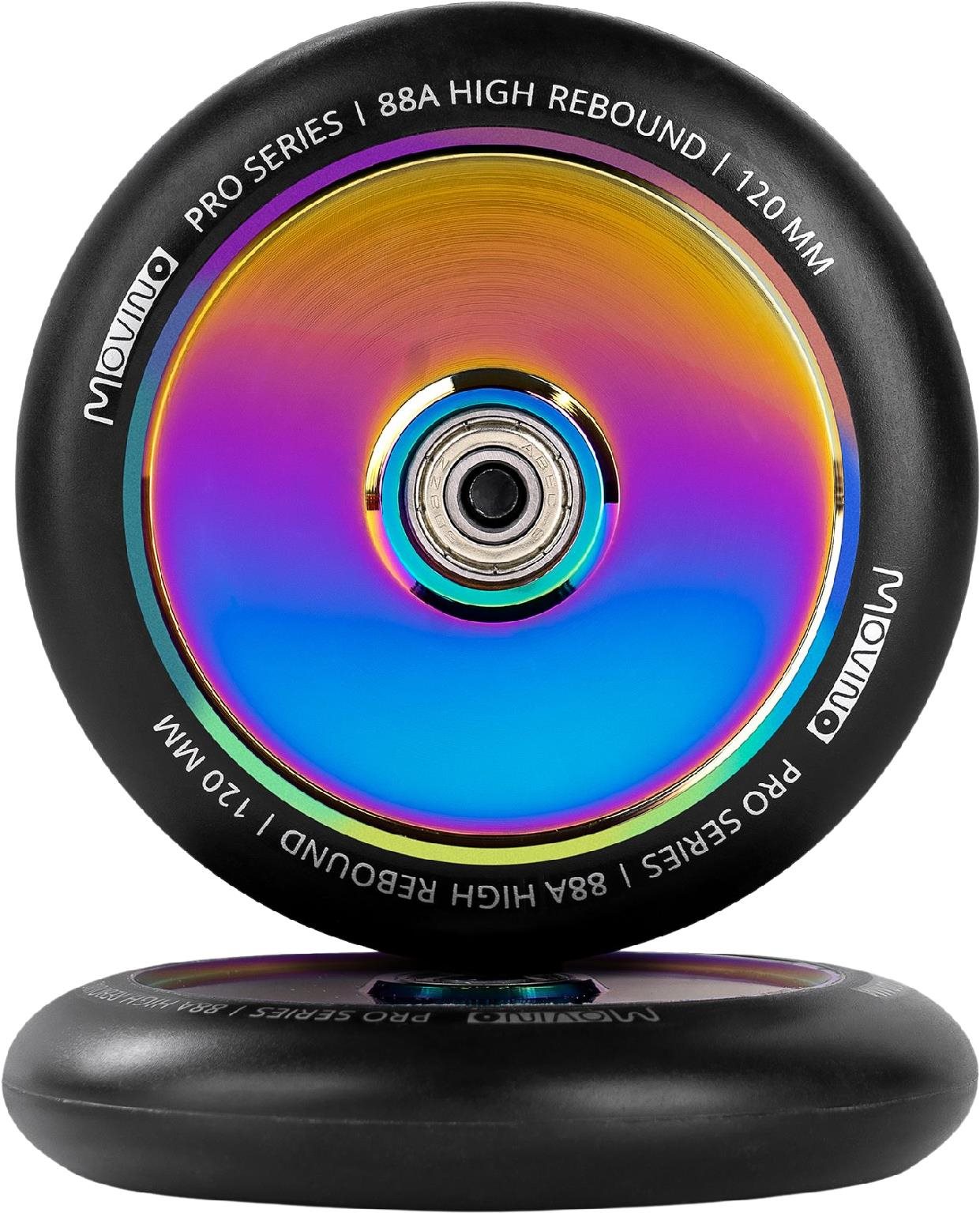 Náhradné kolieska na freestyle kolobežku 120 mm, hliník, 2 ks, rainbow