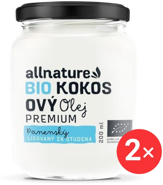 Allnature Bio Kokosový olej 2× 200 ml