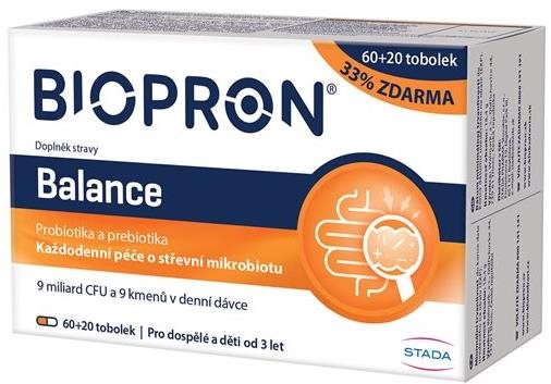 Biopron Balance, probiotiká a prebiotiká, každodenná starostlivosť o črevný mikrobióm, 60 + 20 kapsúl