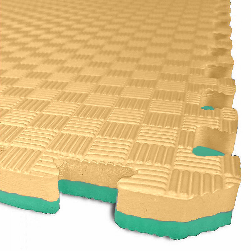 EL-GA TATAMI PUZZLE podložka – Dvojfarebná – 50 × 50 × 2,0 cm podložka fitness béžovo-zelená