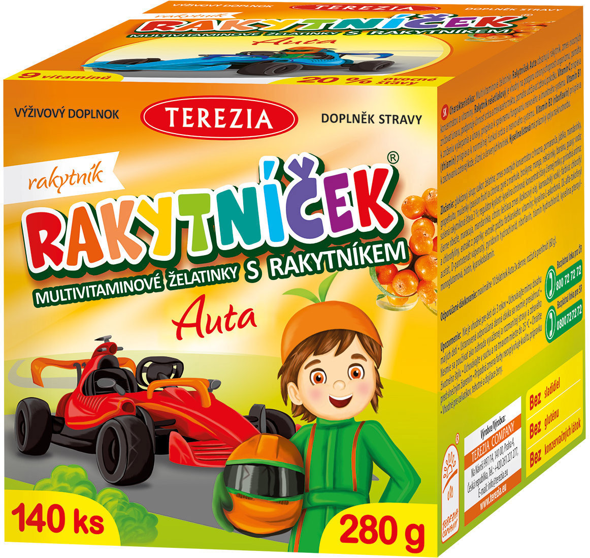 RAKYTNÍČEK Multivitamínové želatínky s rakytníkom Autá 140 ks