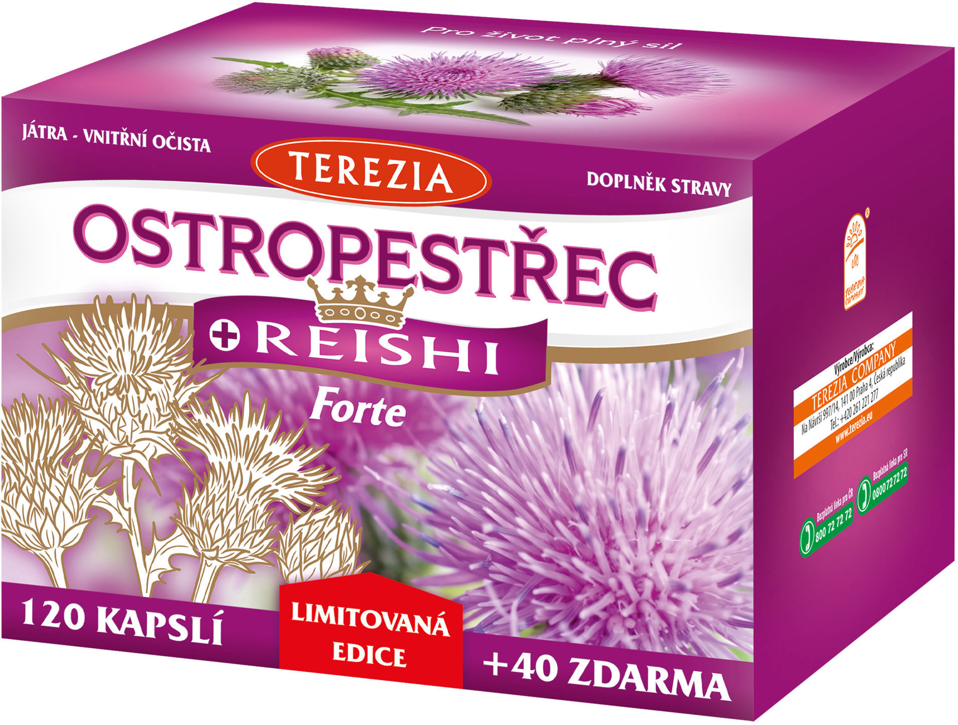 TEREZIA Pestrec + Reishi Forte, 120 + 40 kapsúl