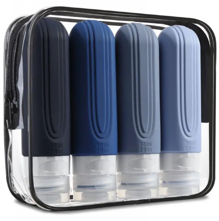 Take it shop Silikónové cestovné fľaštičky 90 ml 4 ks, modré