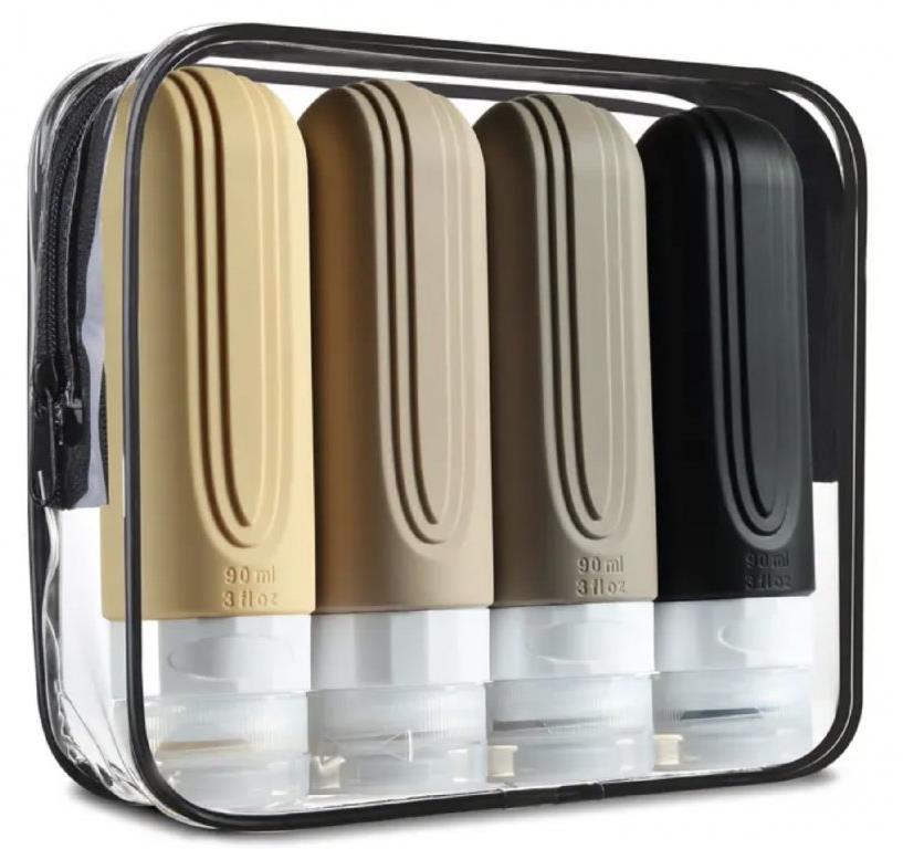 Take it shop Silikónové cestovné fľaštičky 90 ml 4 ks, tmavo marhuľové