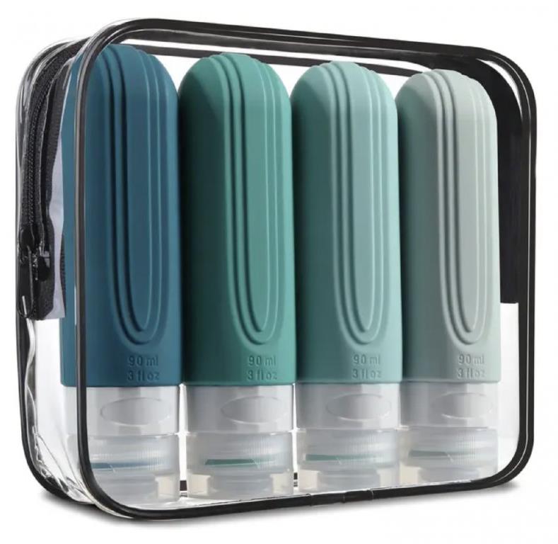 Take it shop Silikónové cestovné fľaštičky 90 ml 4 ks, mätovo zelené