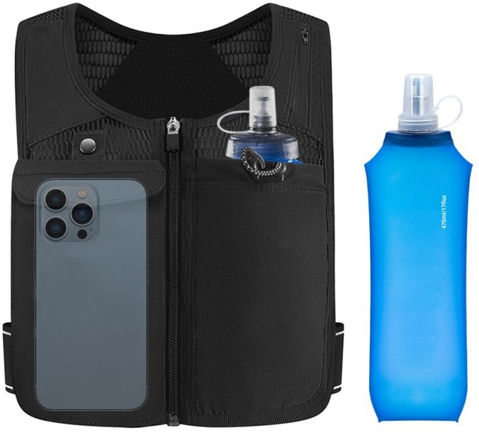 Take it shop Bežecká vesta s úložnými vreckami a reflexnými prvkami, čierna, L/XL