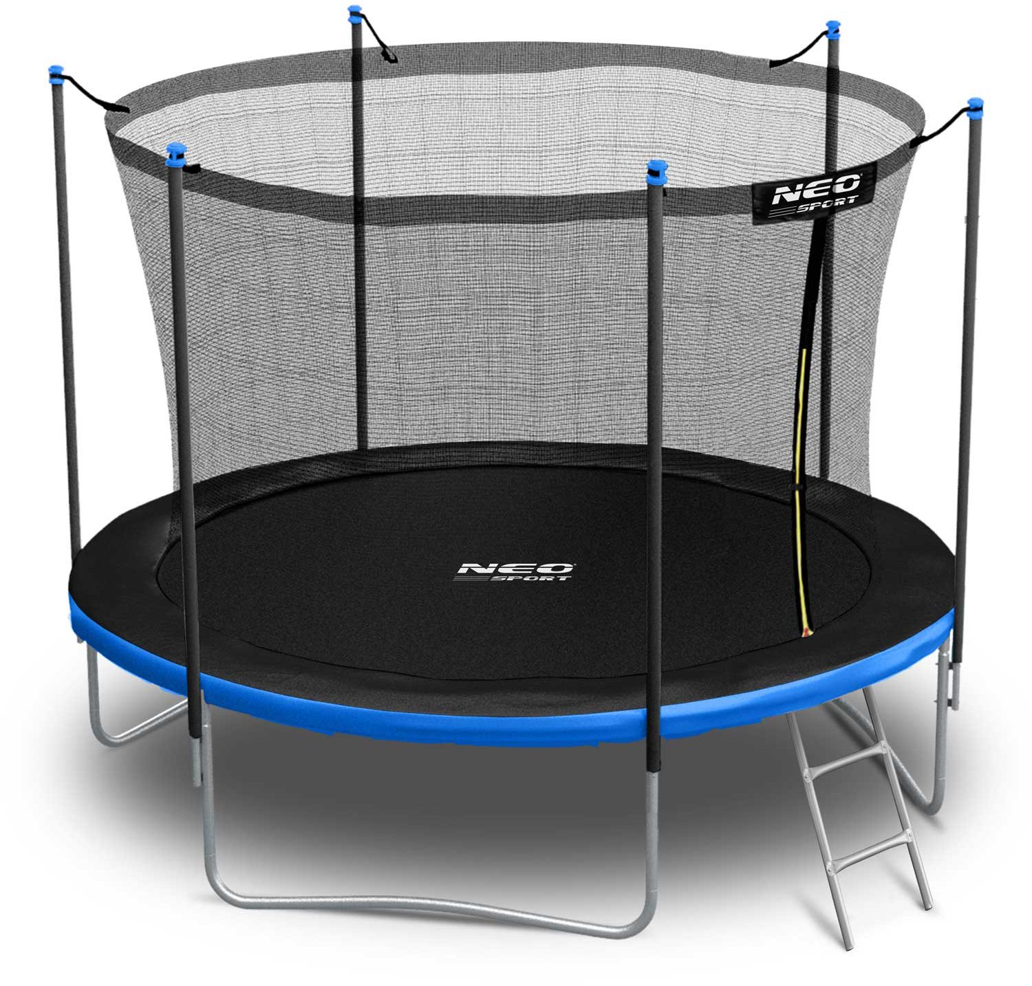 NEO-SPORT Trampolína 6 stôp/183 cm, čierno – modrá, s vnútornou sieťou + rebrík