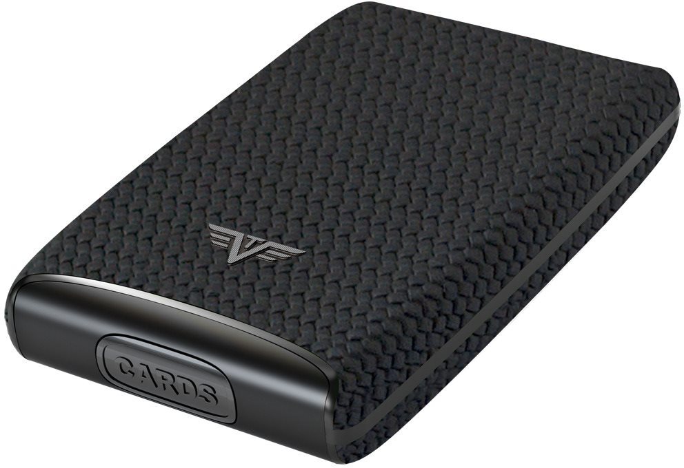 TRU VIRTU Puzdro na kreditné karty RAZOR Fan – kožená Diagonal Carbon Black