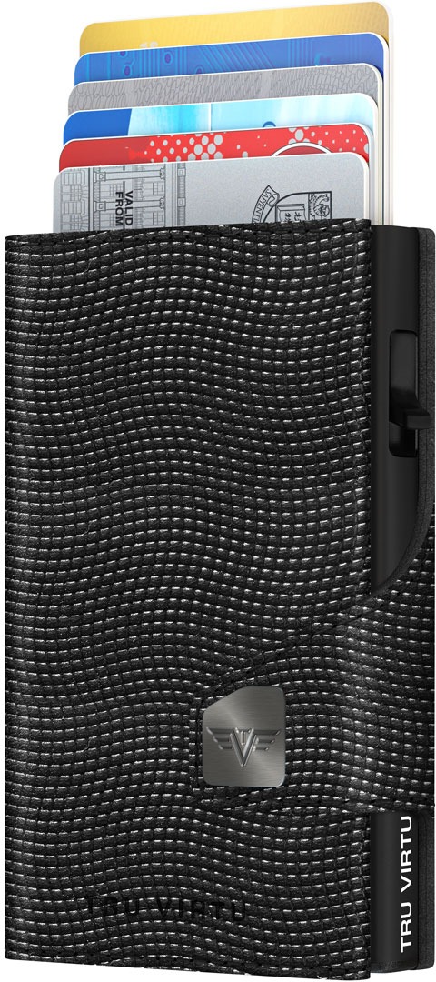 Tru Virtu peňaženka Click & Slide s oddielom na mince, kožená, Black Lizzard