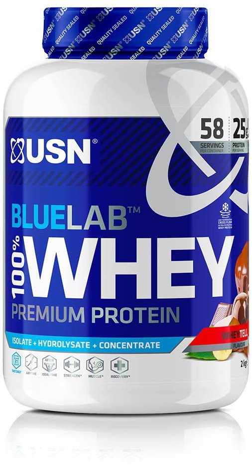 USN BlueLab 100 % Whey Premium Protein, 2000 g, lieskový oriešok „wheytella“