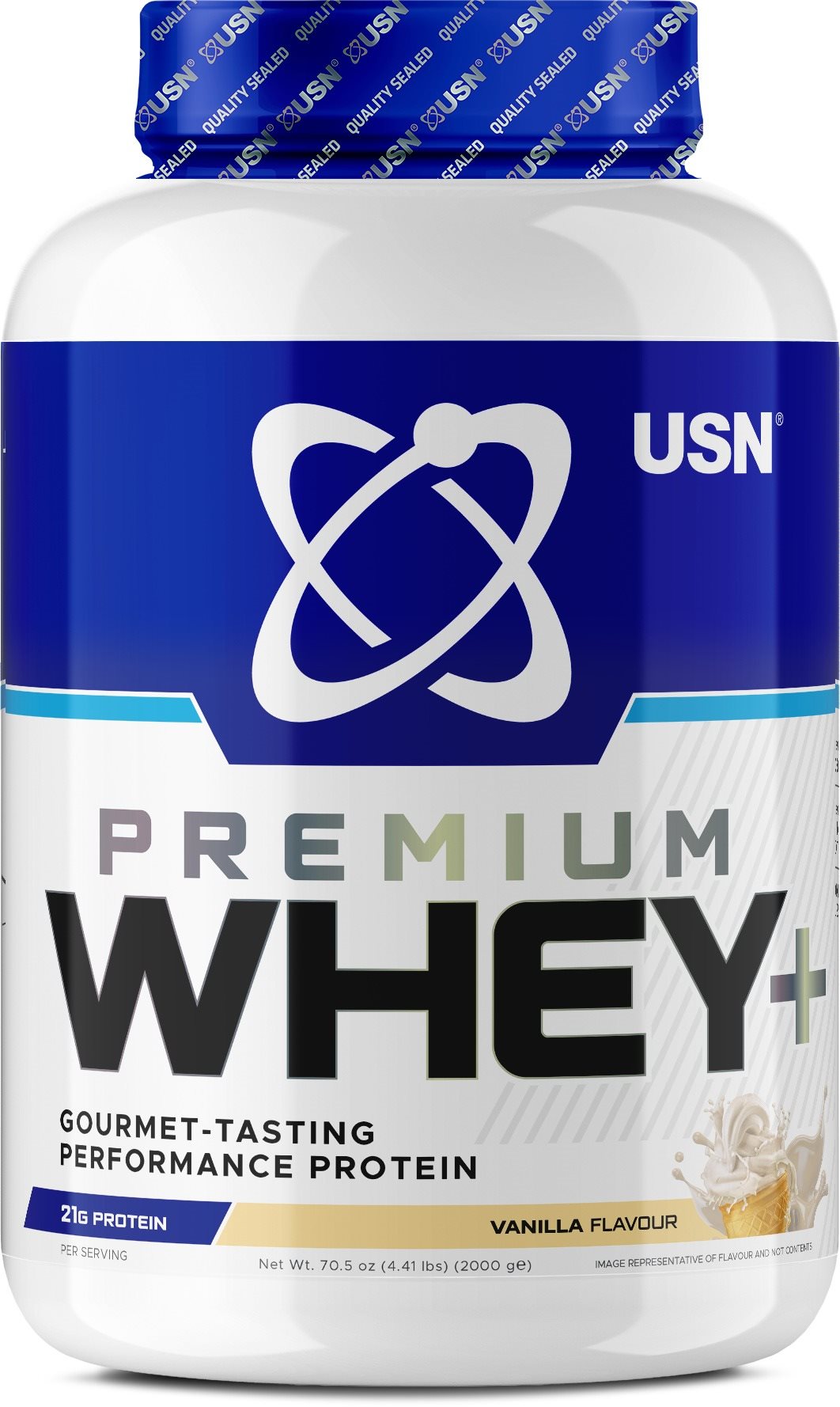 USN Whey+ Premium Proteín 2 kg, vanilka
