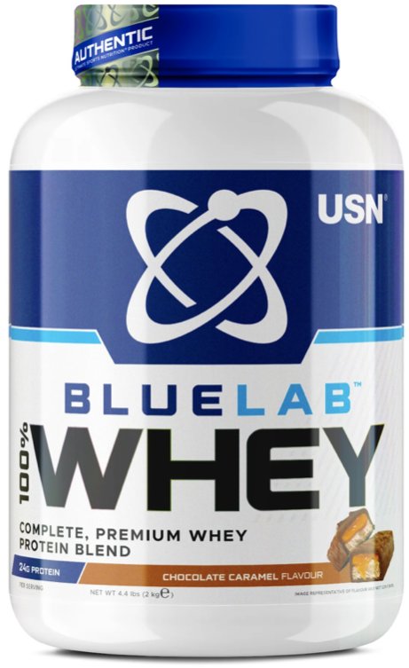 USN BlueLab 100 % Whey Premium Protein, 908 g, čokoláda s karamelom
