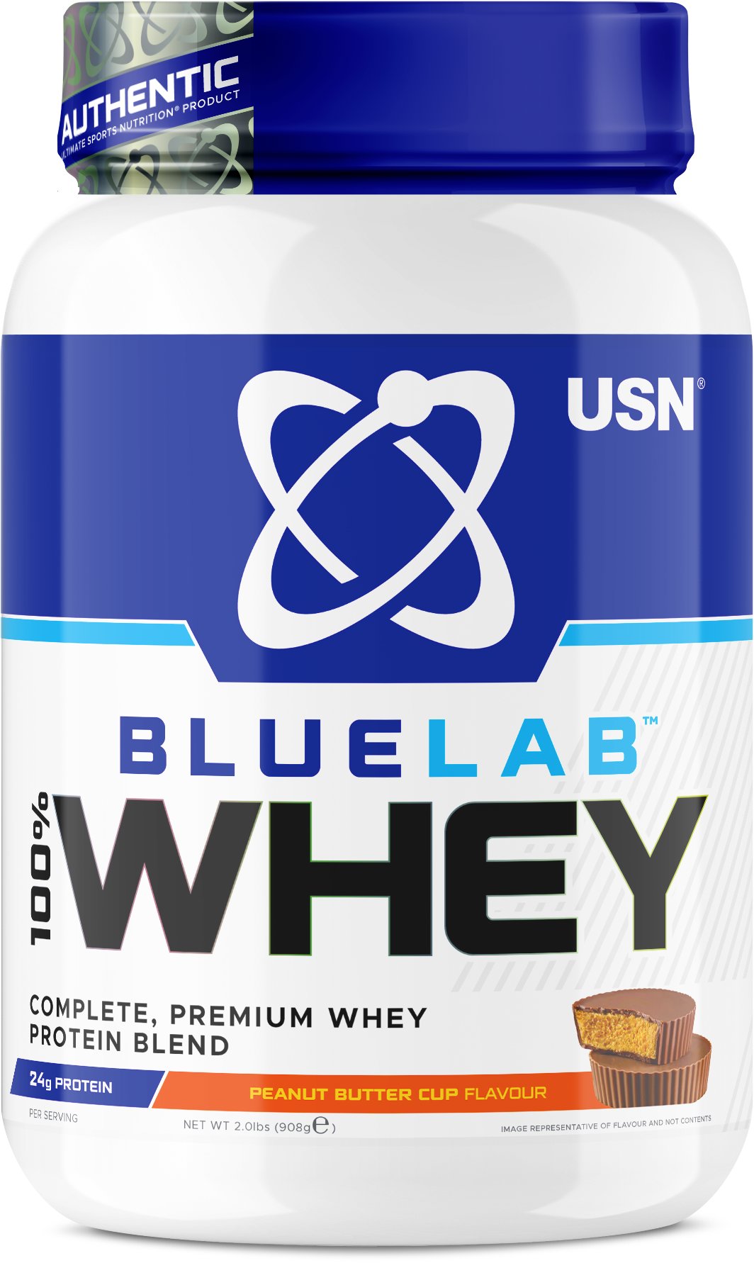USN BlueLab 100 % Whey Premium Protein, 908 g, arašidové maslo