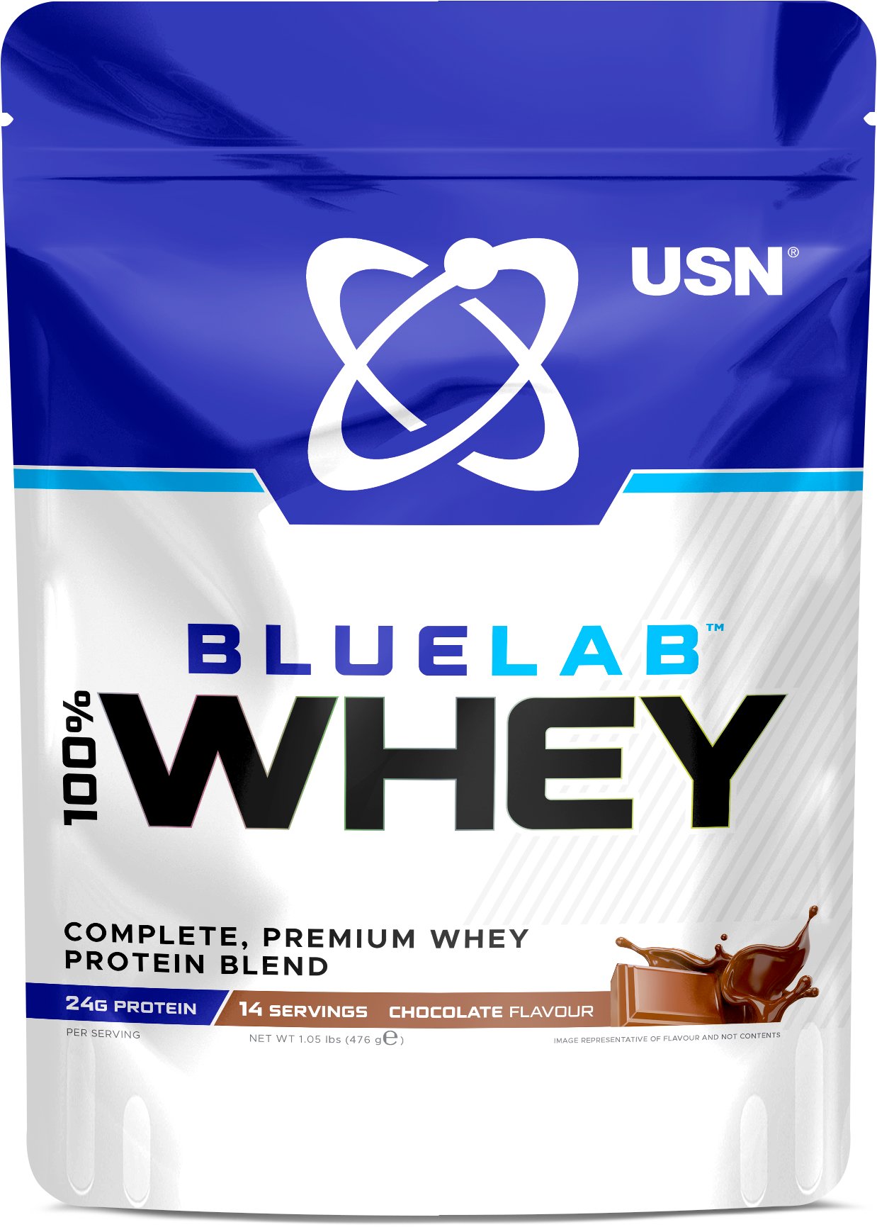 USN BlueLab 100 % Whey Premium Protein, 476 g, čokoláda