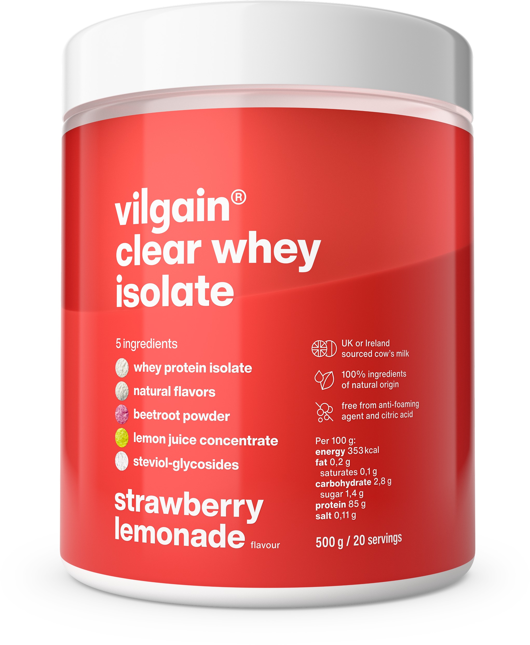 Vilgain Clear Whey Isolate 500 g Strawberry lemonade