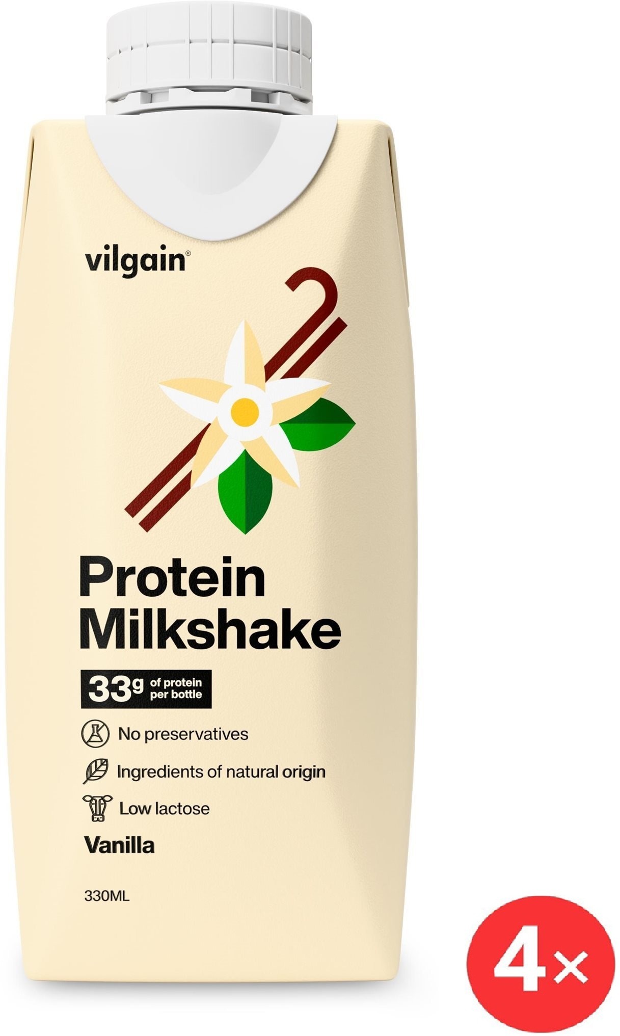 Vilgain Protein Milkshake 4× 330 ml vanilla