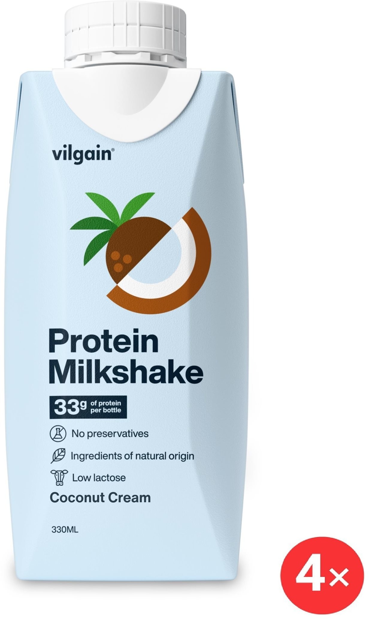 Vilgain Protein Milkshake 4× 330 ml coconut cream