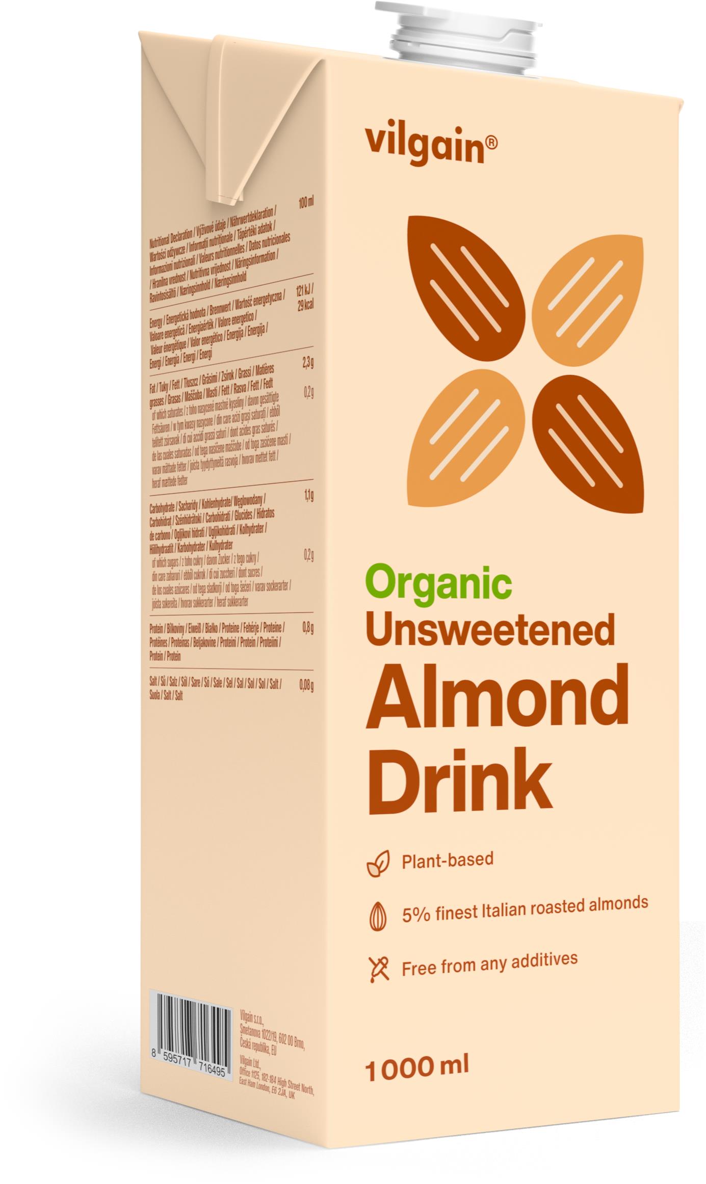 Vilgain Organic Almond Drink 1000 ml