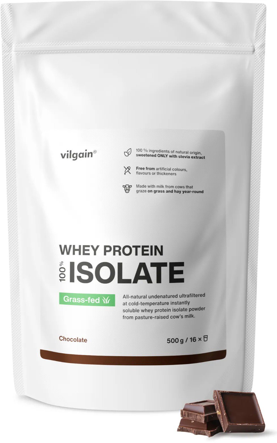 Vilgain Grass-Fed Whey Protein Isolate 500 g Chocolate