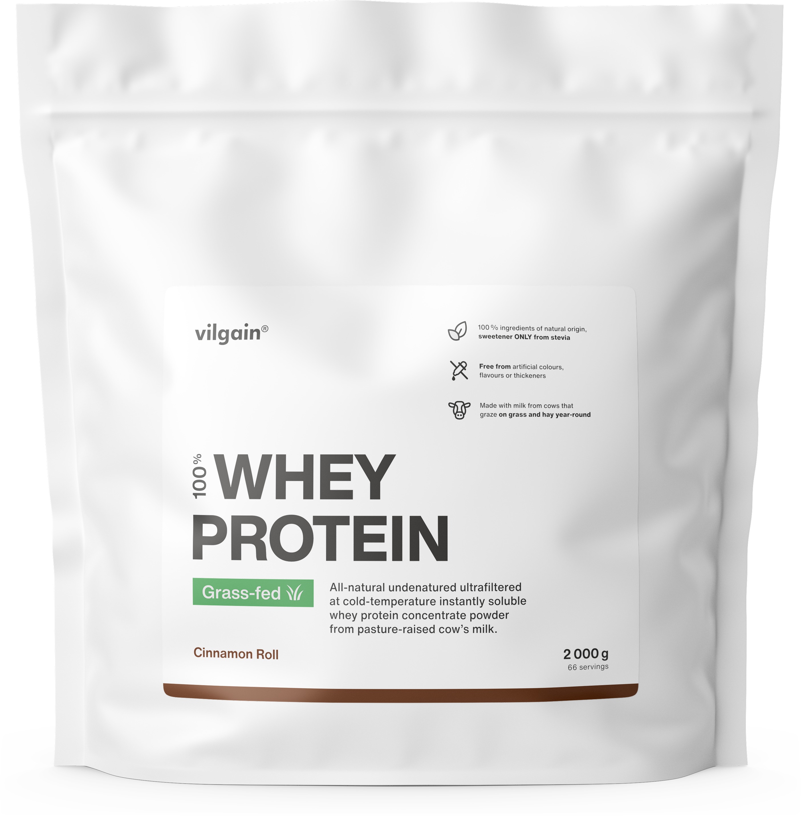 Vilgain Grass-Fed Whey Protein 2000 g Cinnamon Roll