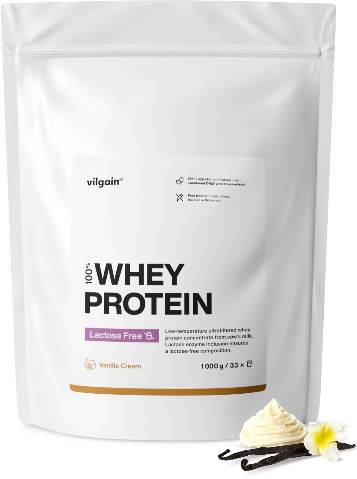 Vilgain Lactose Free Whey Protein 1000 g vanilla cream