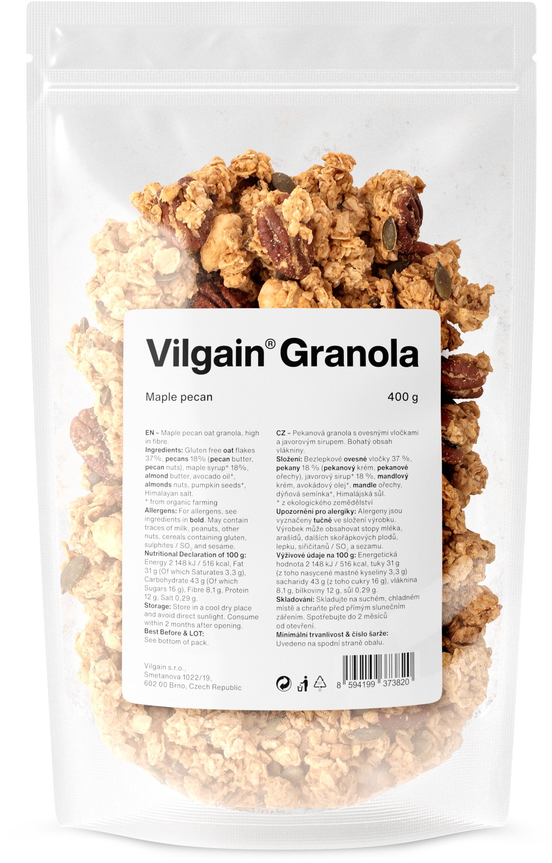 Vilgain Granola javorový sirup a pekány 400 g
