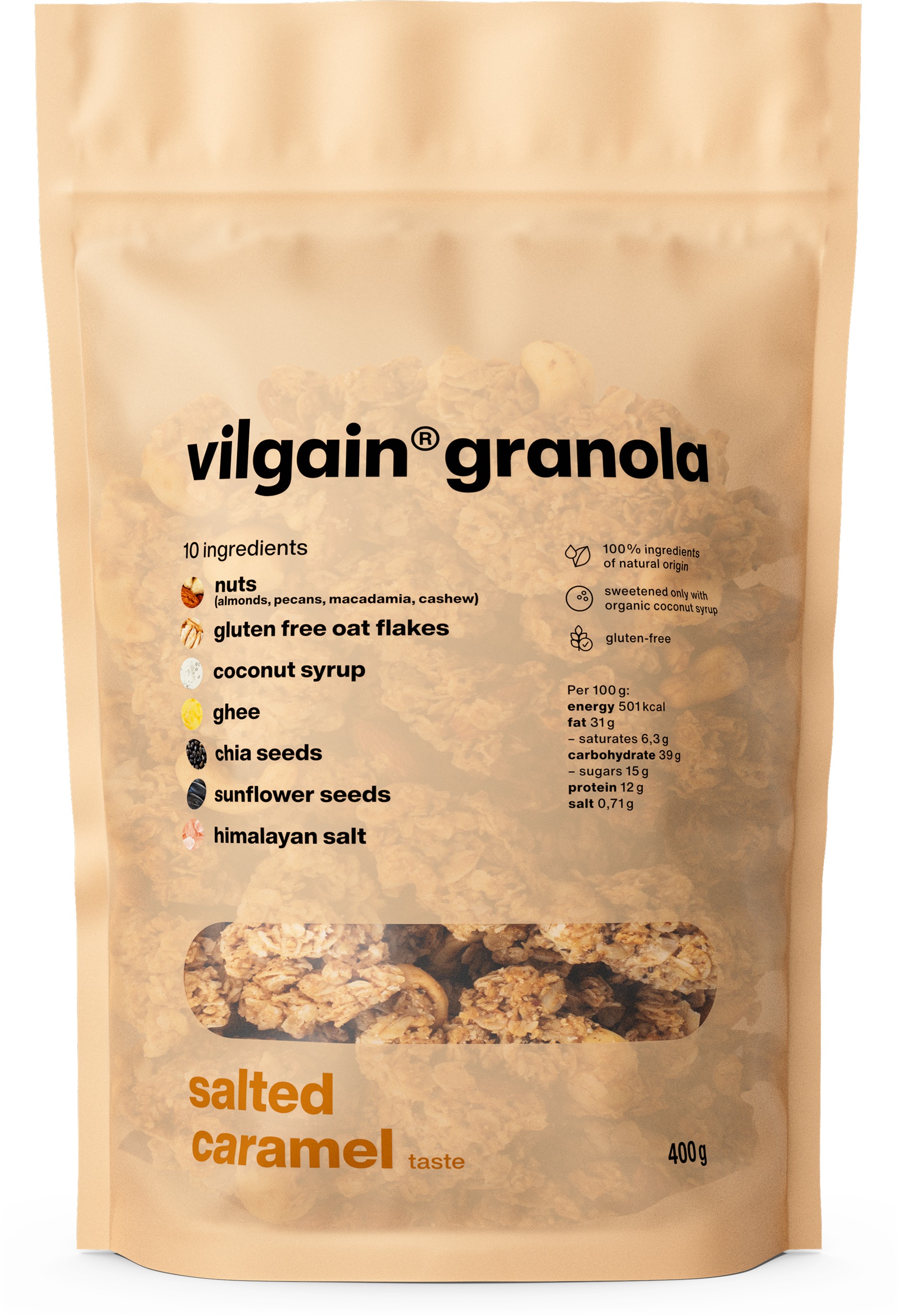 Vilgain Granola slaný karamel 400 g