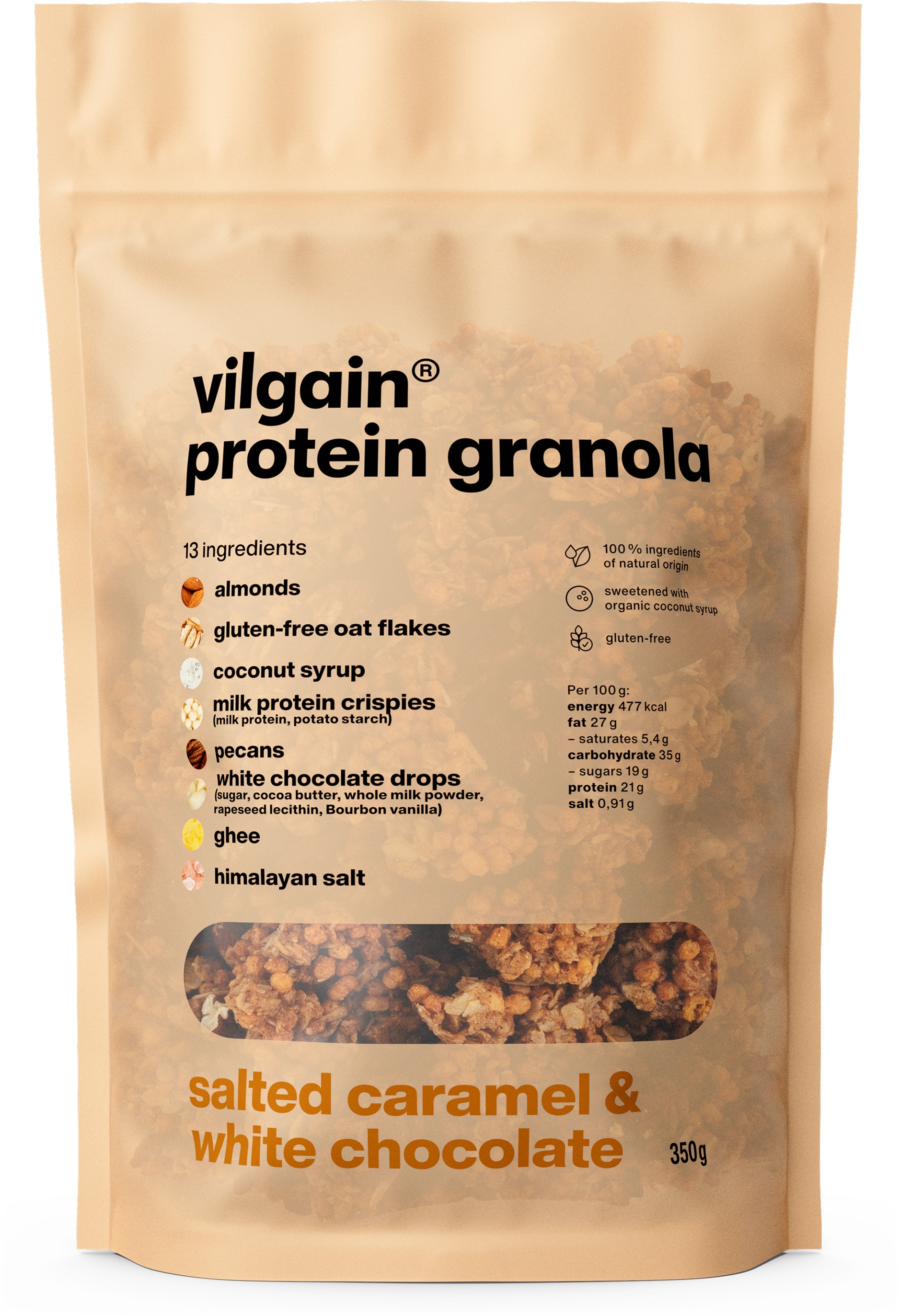 Vilgain Protein Granola slaný karamel s bielou čokoládou 350 g