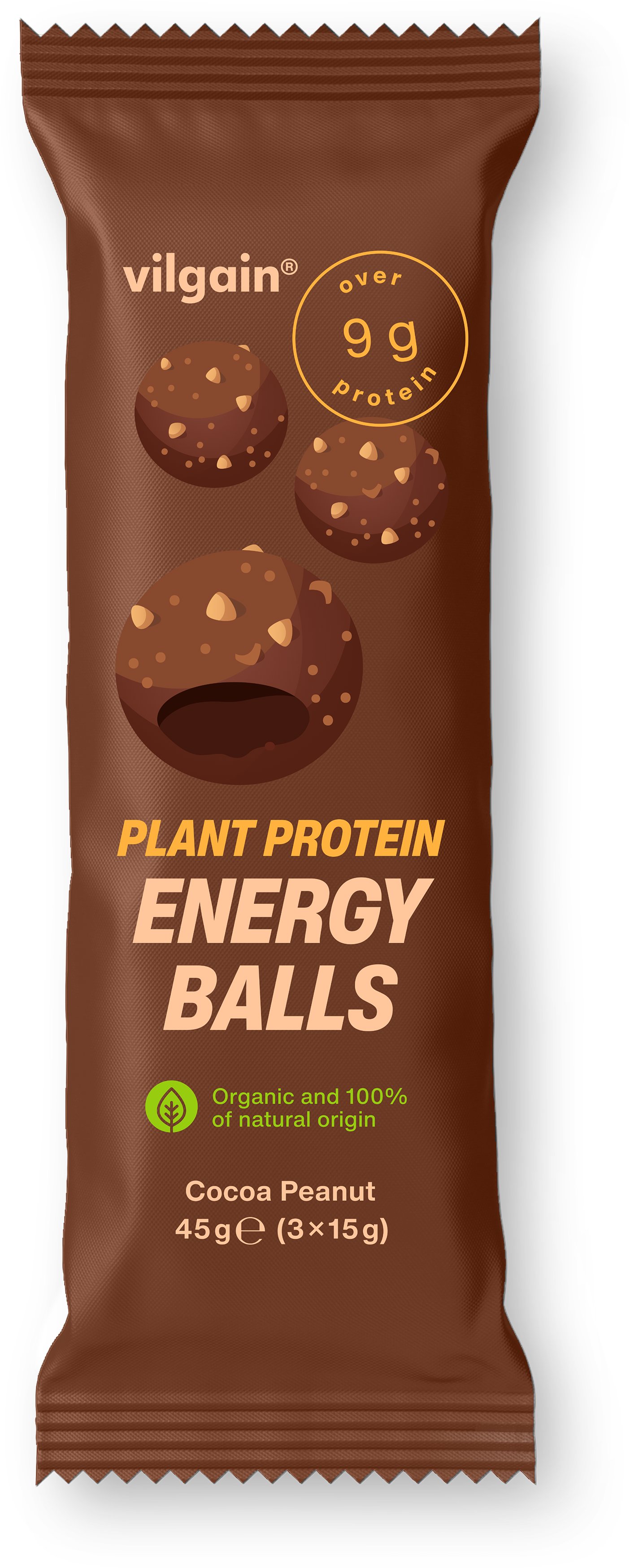 Vilgain Plant Protein Energy Balls BIO kakao 45 g (3× 15 g)
