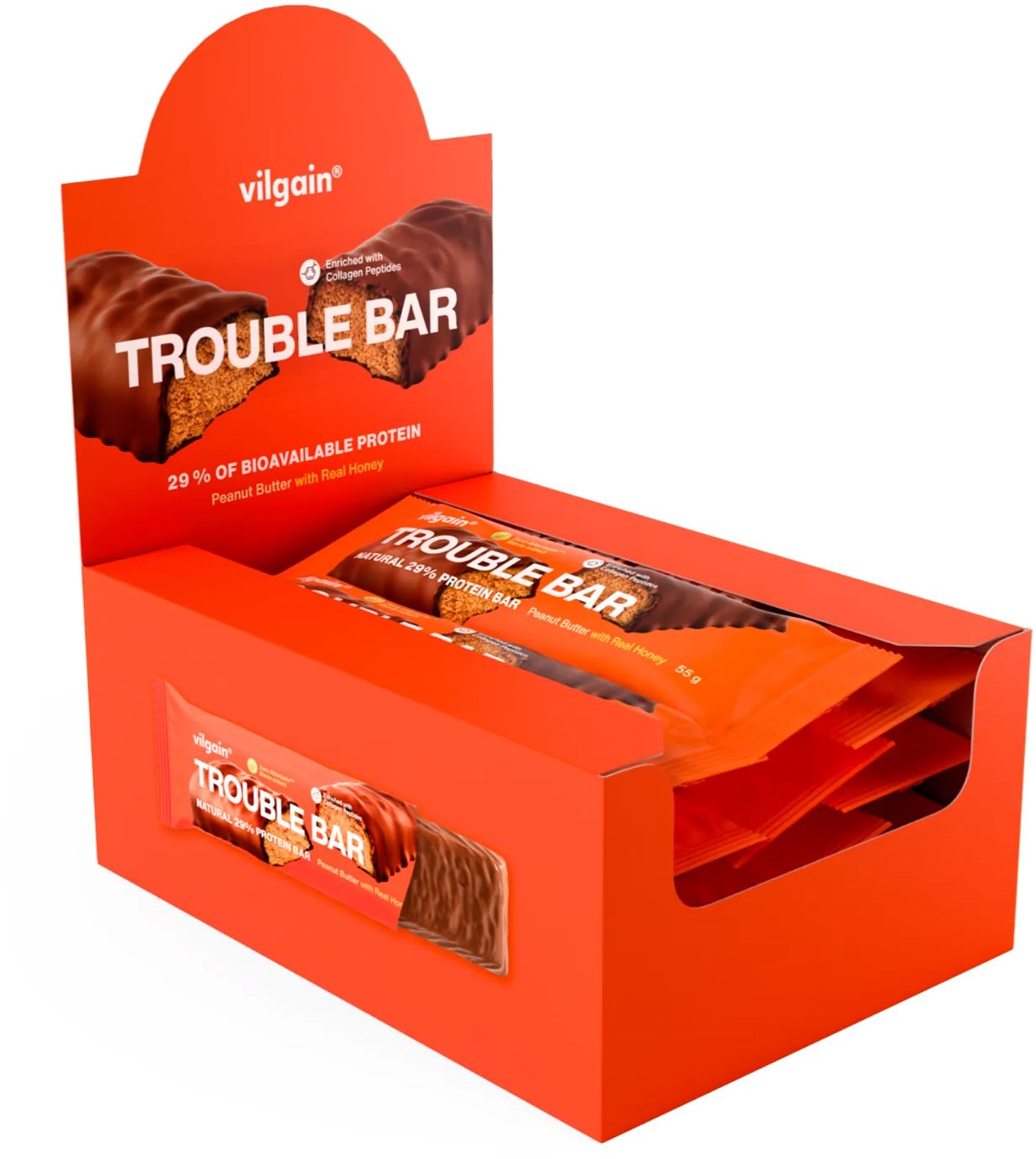 Vilgain Trouble Protein Bar 12 × 55 g peanut butter cups