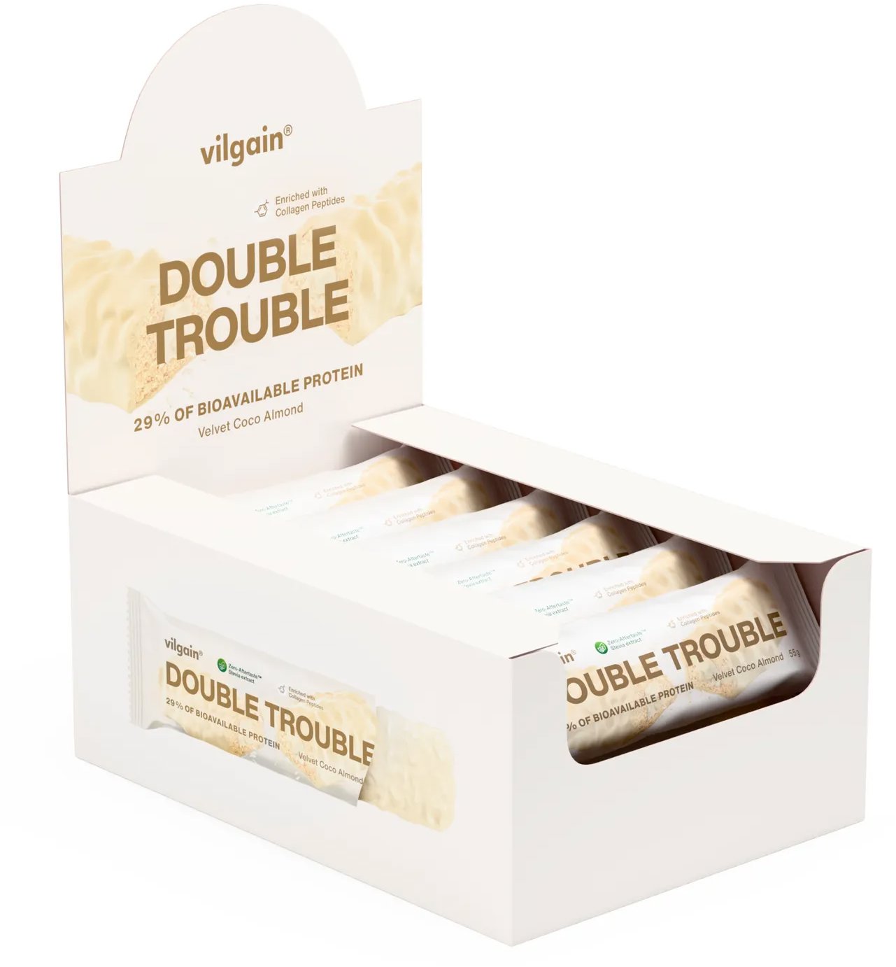 Vilgain Double Trouble Protein Bar 12 × 55 g Velvet Choco Almond