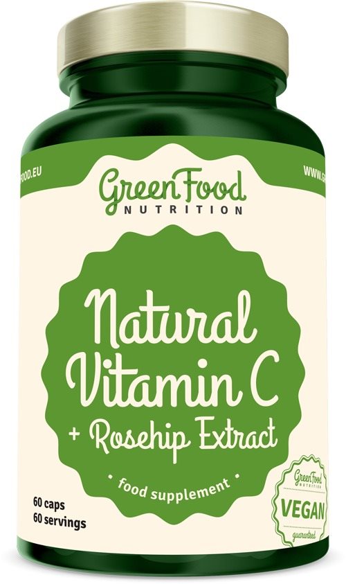GreenFood Nutritio Natural Vitamín C + Rosehip Extract 60 cps