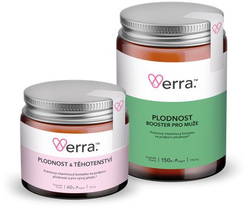VERRA Duo balíček Plodnosť & Tehotenstvo 60 kapsúl + Booster pre mužov 180 kapsúl
