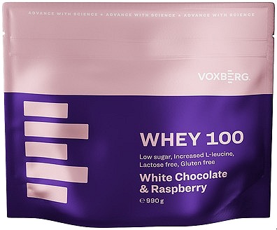 VOXBERG Protein Whey 100 Biela Čokoláda & Malina 990 g