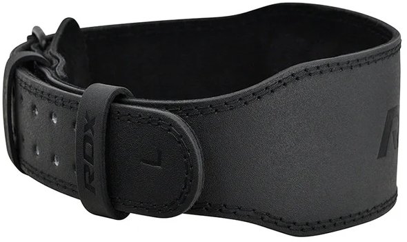 RDX Vzpieračský opasok GYM BELT 4-palcový kožený, celočierny, XL