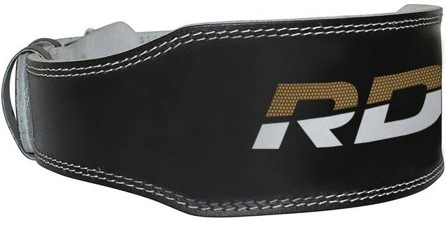 RDX Vzpěračský opasek GYM BELT 4palcový kožený, černo zlatý, M