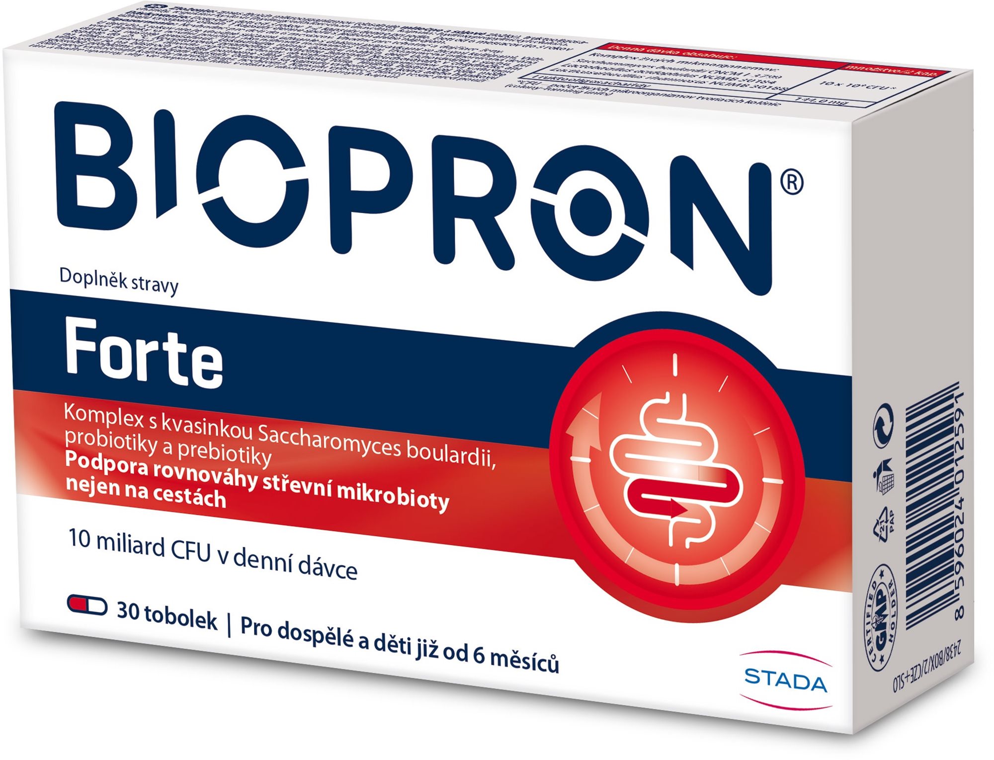 Biopron Forte, probiotiká a prebiotiká na cesty alebo pri hnačke, 30 kapsúl