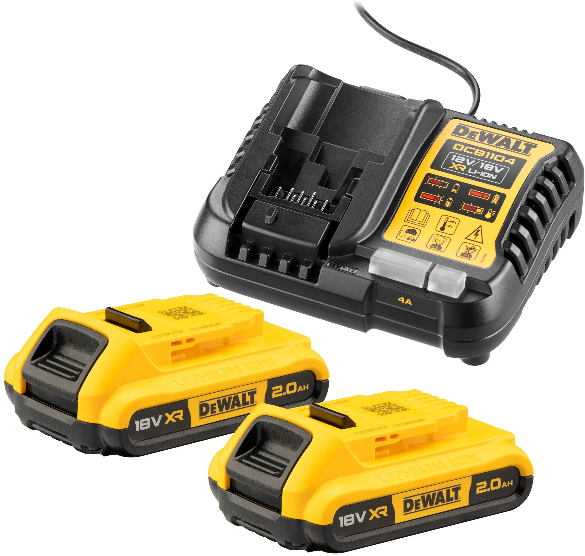 DEWALT XR nabíječka a 2 × akumulátor 18V (2 Ah)
