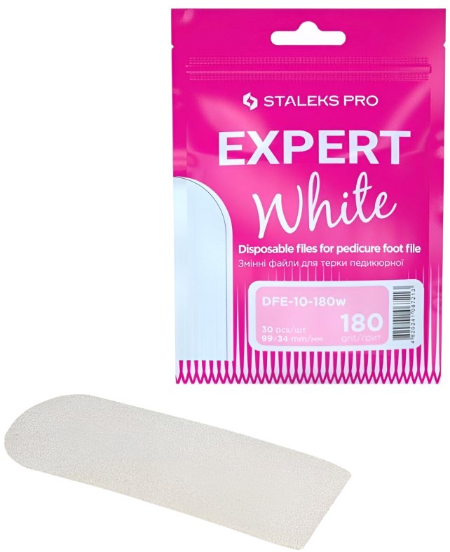 Staleks Expert 10/180 – jednorazové pilníky na pedikúru biele, 30 ks