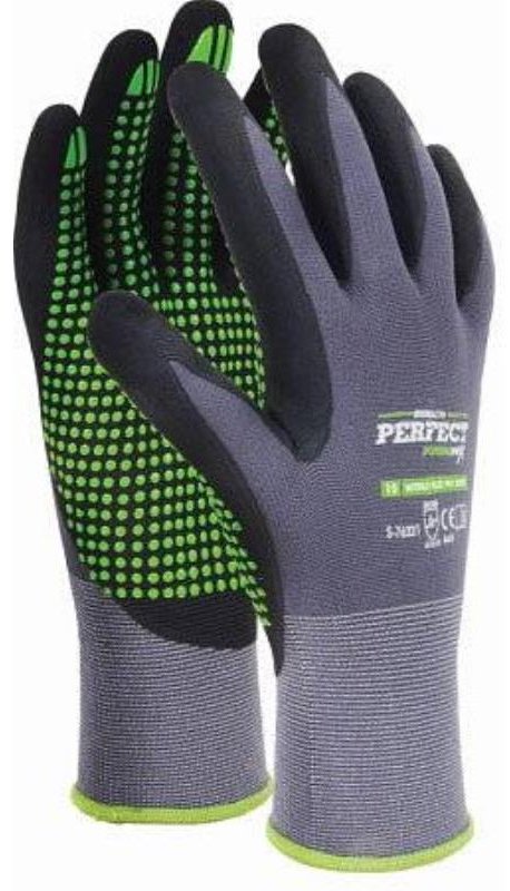 STALCO Rukavice nylonové NITRILE FLEX DOTS, PERFECT, veľ. 10